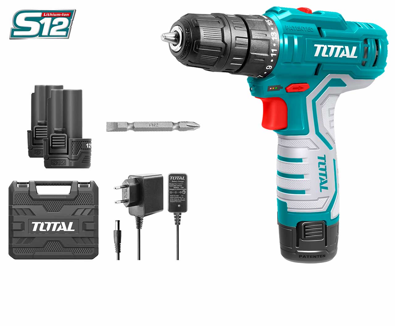 Total Li-ion Cordless Drill With 2batteries