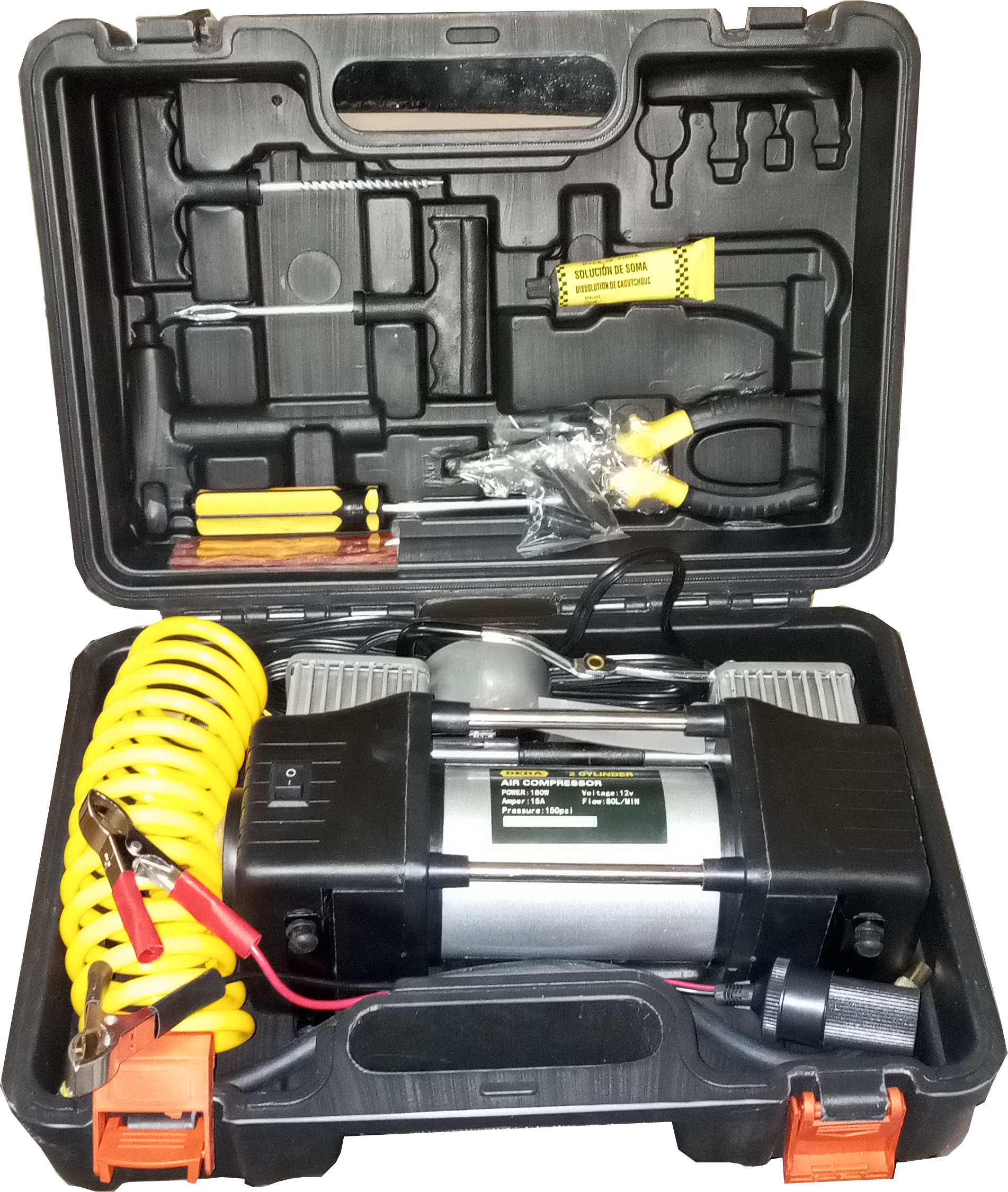 Dera Double car Cylinder Portable 12V Tire Inflator Air Compressor - Image 2